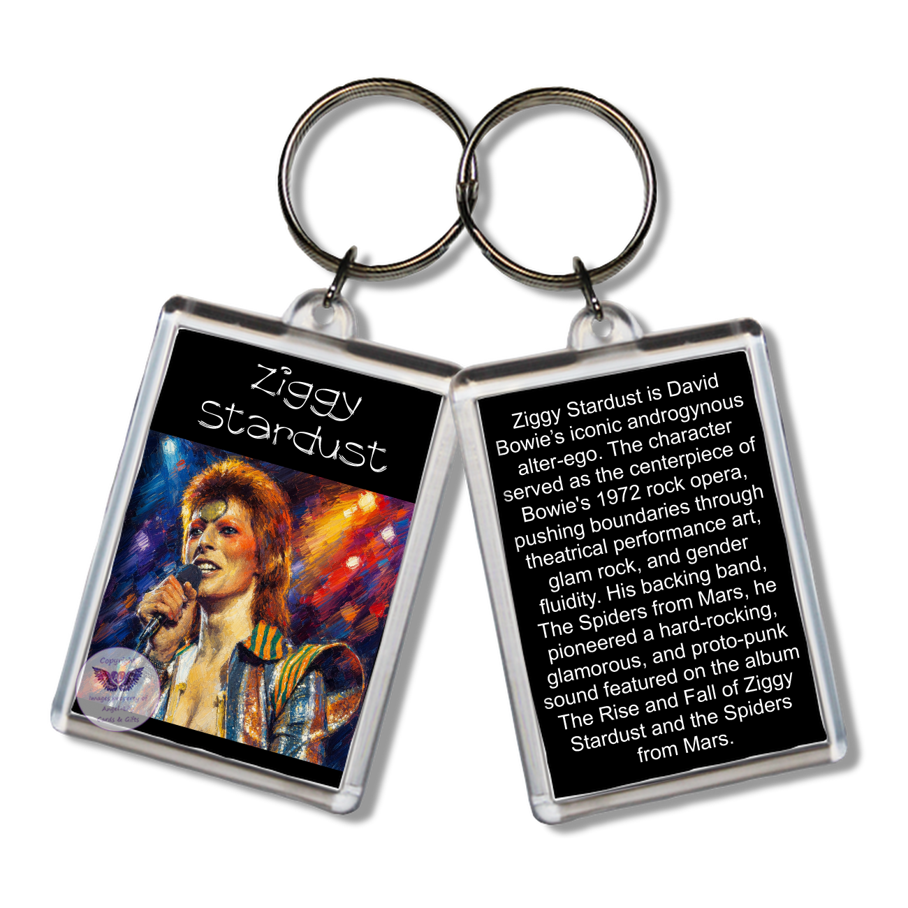 Image Size: 65 X 43mm, Clear plastic . Double sided, Image & brief bio, Image Type: Print, 2D Effect: £3.00